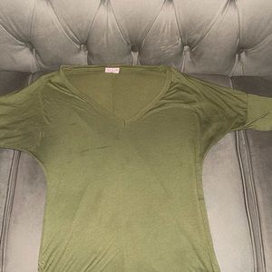 Lime Green v neck short sleeve blouse